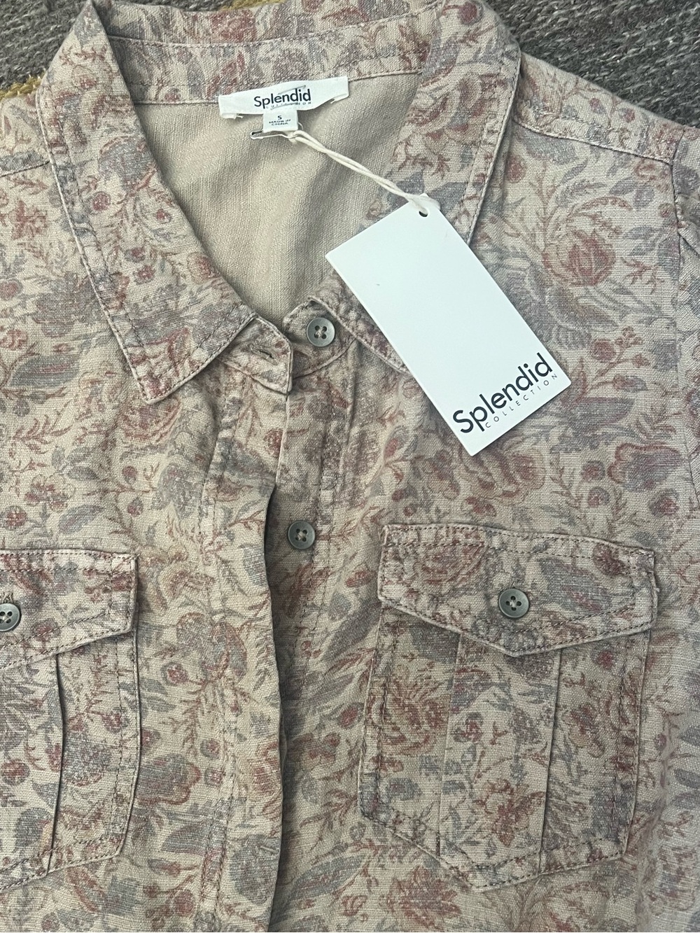 NWT Splendid Zion Long Sleeve Romper Size S Stone Gray Floral Tencel - Picture 9 of 10